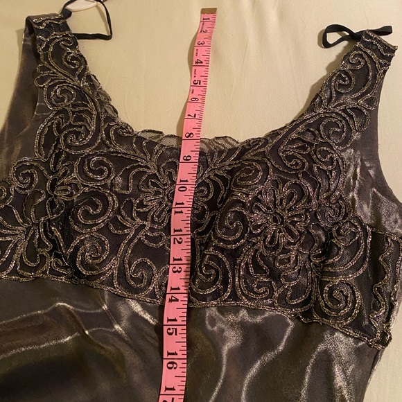 NEW Floor Length Dress Bronze Satin Gold Lace Size 11/12 - Picture 9 of 11